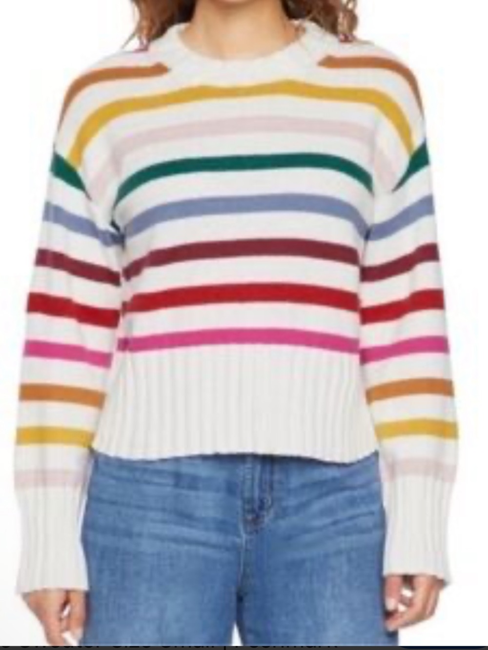 NWT Gap Multi-Color Super Soft Multicolor Rainbow Striped Crewneck Sweater Sz M